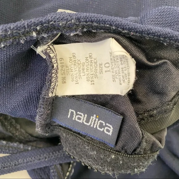 Ladies Nautica navy blue flag patriotic one piece bathing suit swimsuit sz 10 - Picture 4 of 5